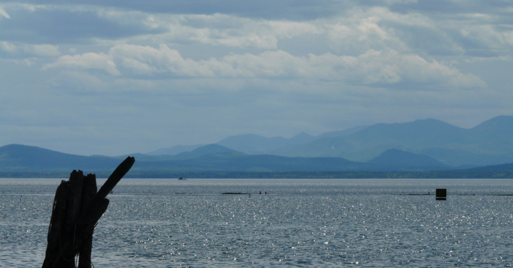 Lake Champlain Looking Towards New York Mountain Ranges, Vermont